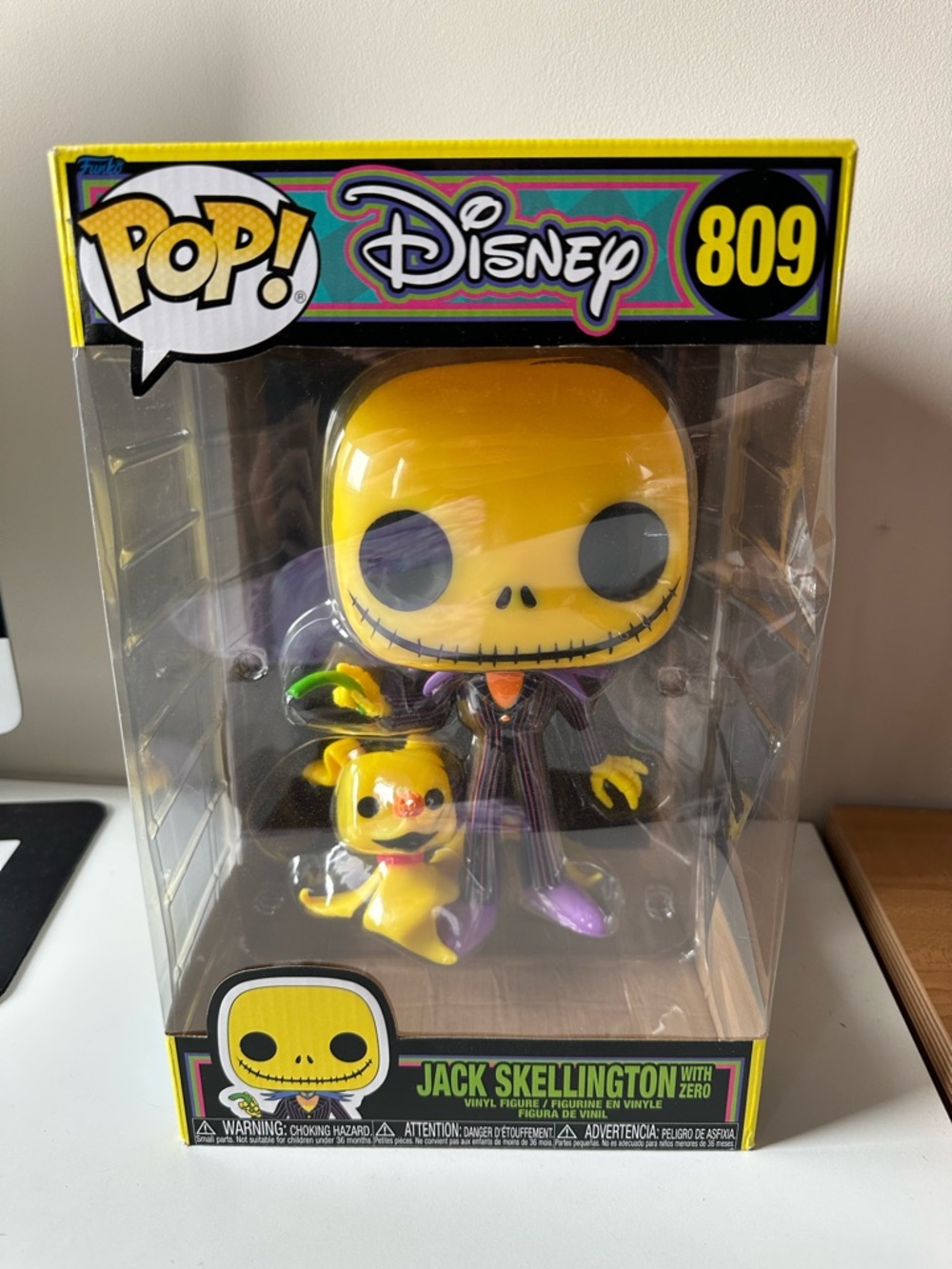 Funko Jack Skellington with Zero Yellow and Purple Pop! #809 Jumbo Size